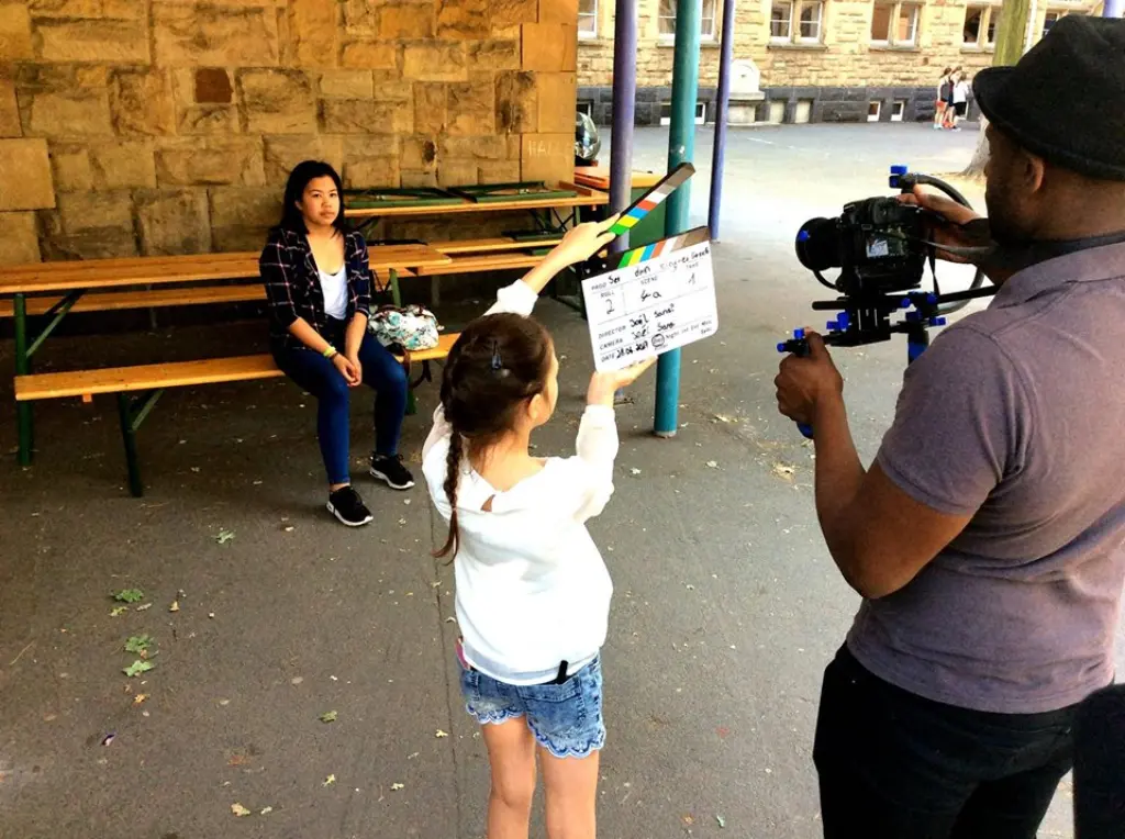 Szene beim Dreh für den Film "Sei dein eigenes Gesicht"
