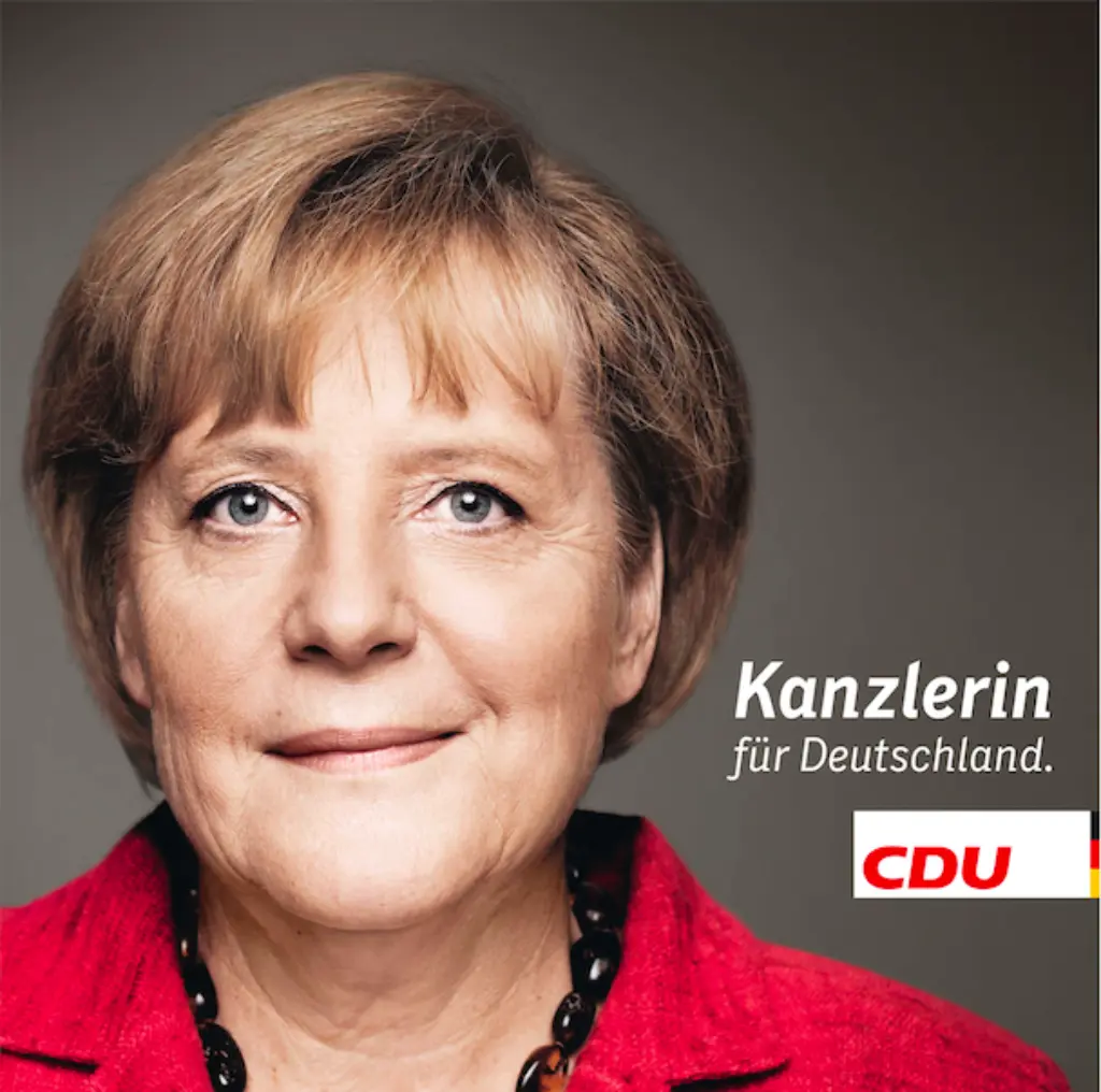 Angela Merkel, Wahlplakat beschnitten. Foto: CDU Deutschlands/Butzmann