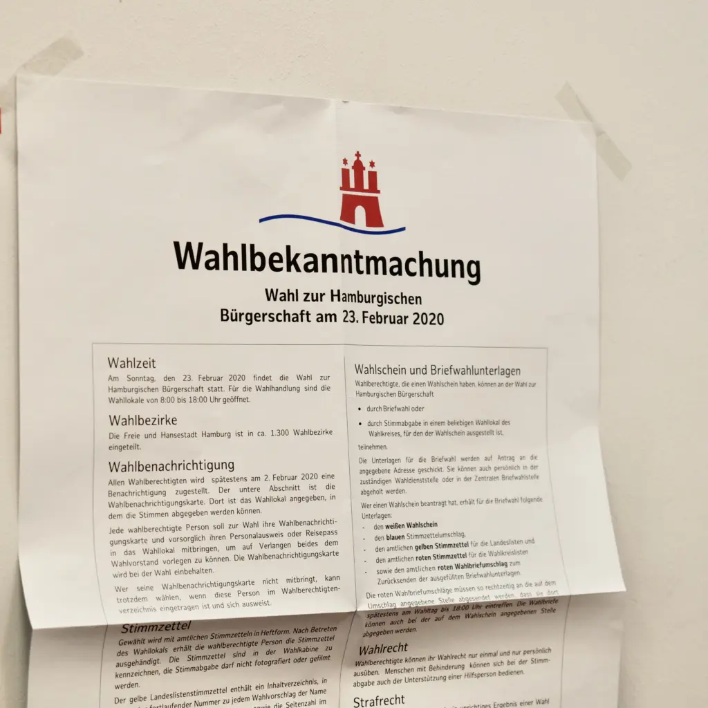 Wahlbekanntmachung Hamburg