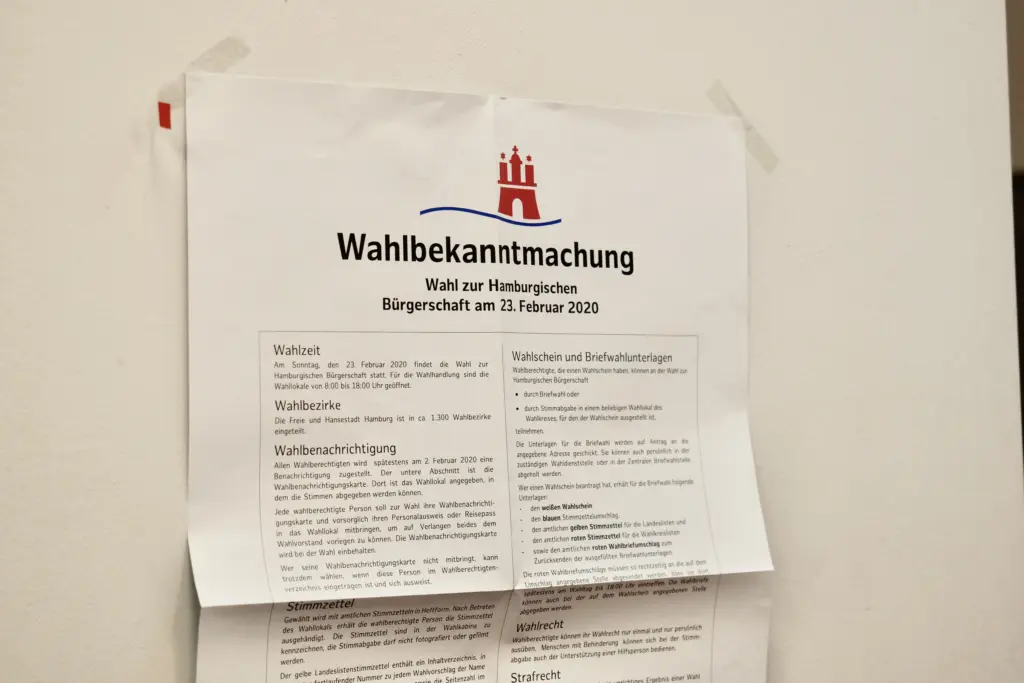 Wahlbekanntmachung Hamburg