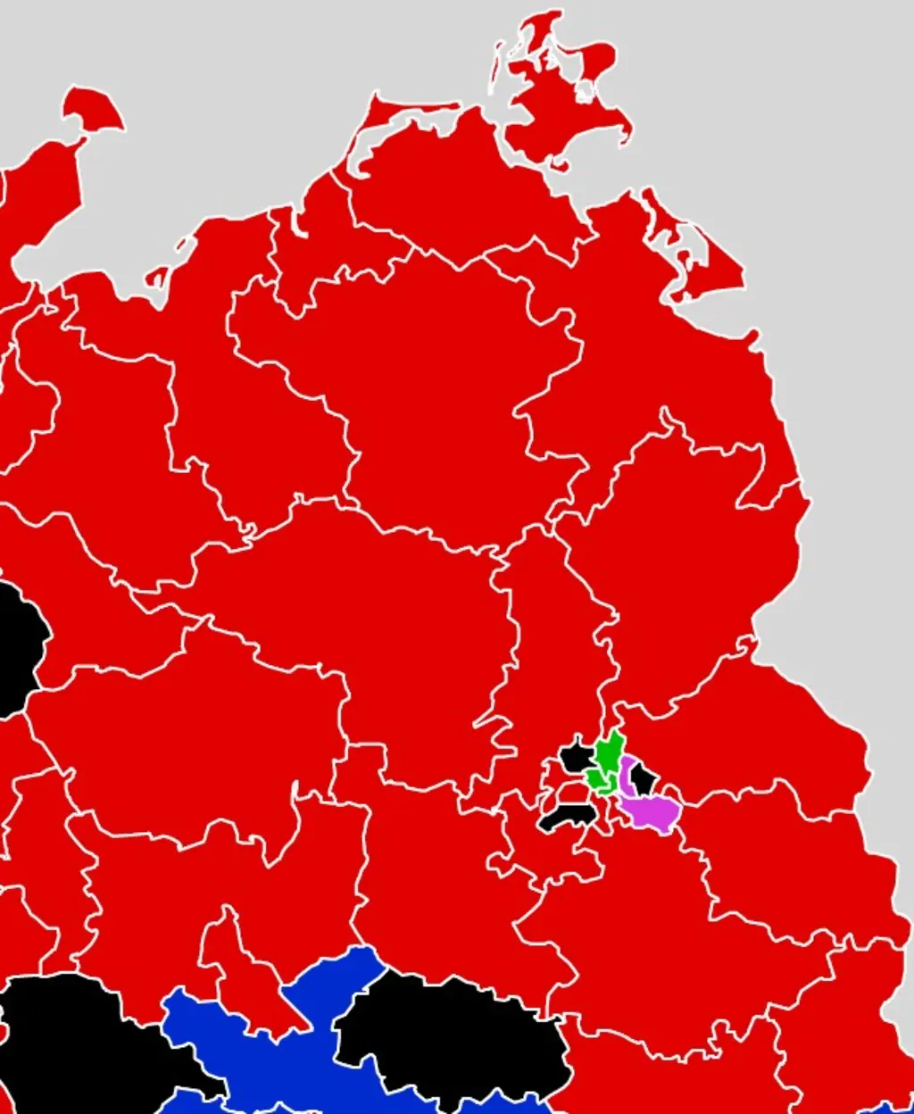 Ein Ausschnitt der Wahlkreiskarte mit dem Nordosten Deutschlands.