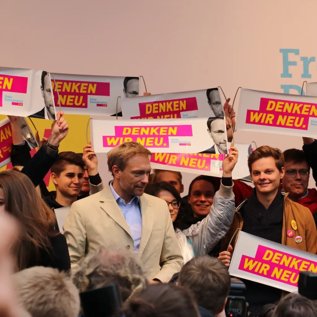 Parteivorsitzender Christian Lindner auf einer Wahlkampfveranstaltung